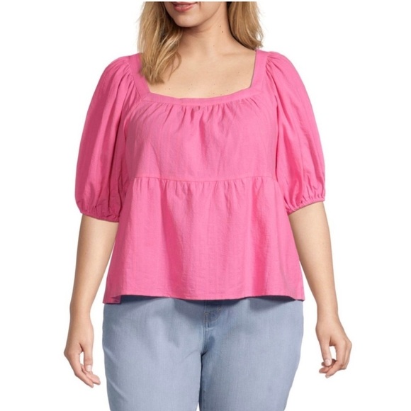 NWT a.n.a Women’s Size 2X Pink Peplum Top no flaws babydoll - Picture 1 of 9